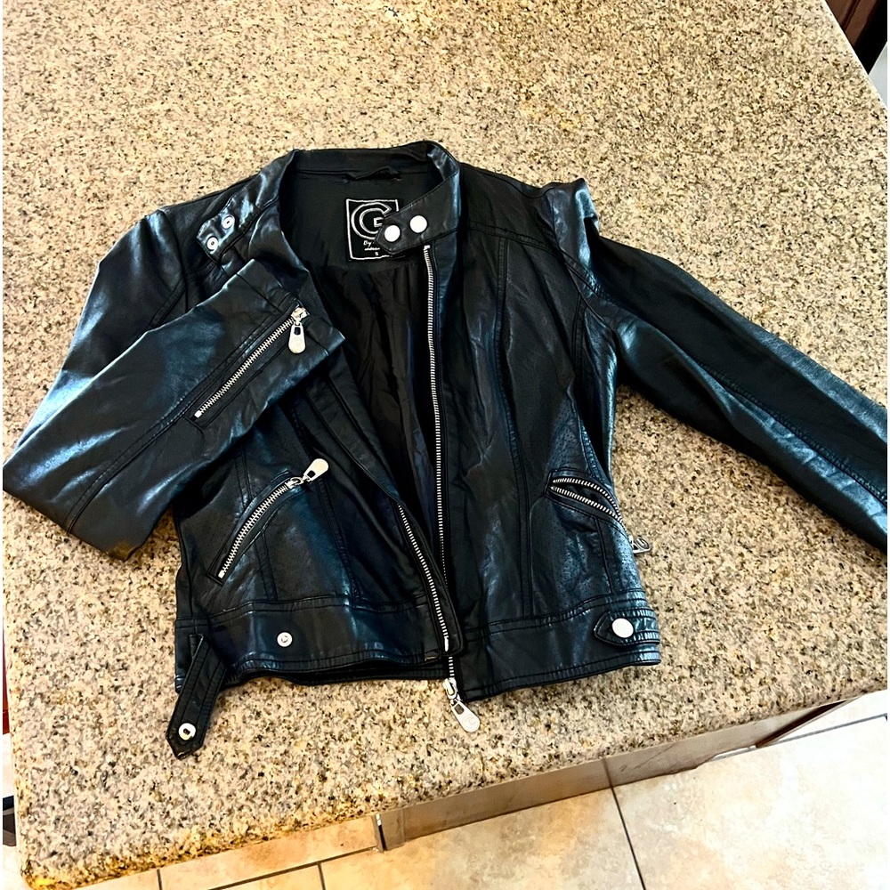 G by GUESS ladies faux leather motto jacket